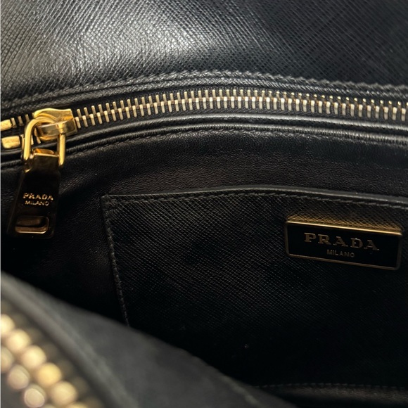 Prada Black Saffiano Satchel with Gold Logo - Picture 4 of 8